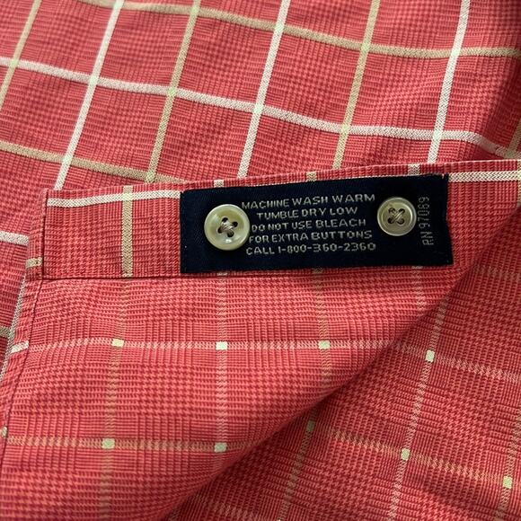 Scott Barber Mens Plaid Long Sleeve Orange Cotton Casual Button‎ Down Shirt L - Picture 7 of 11